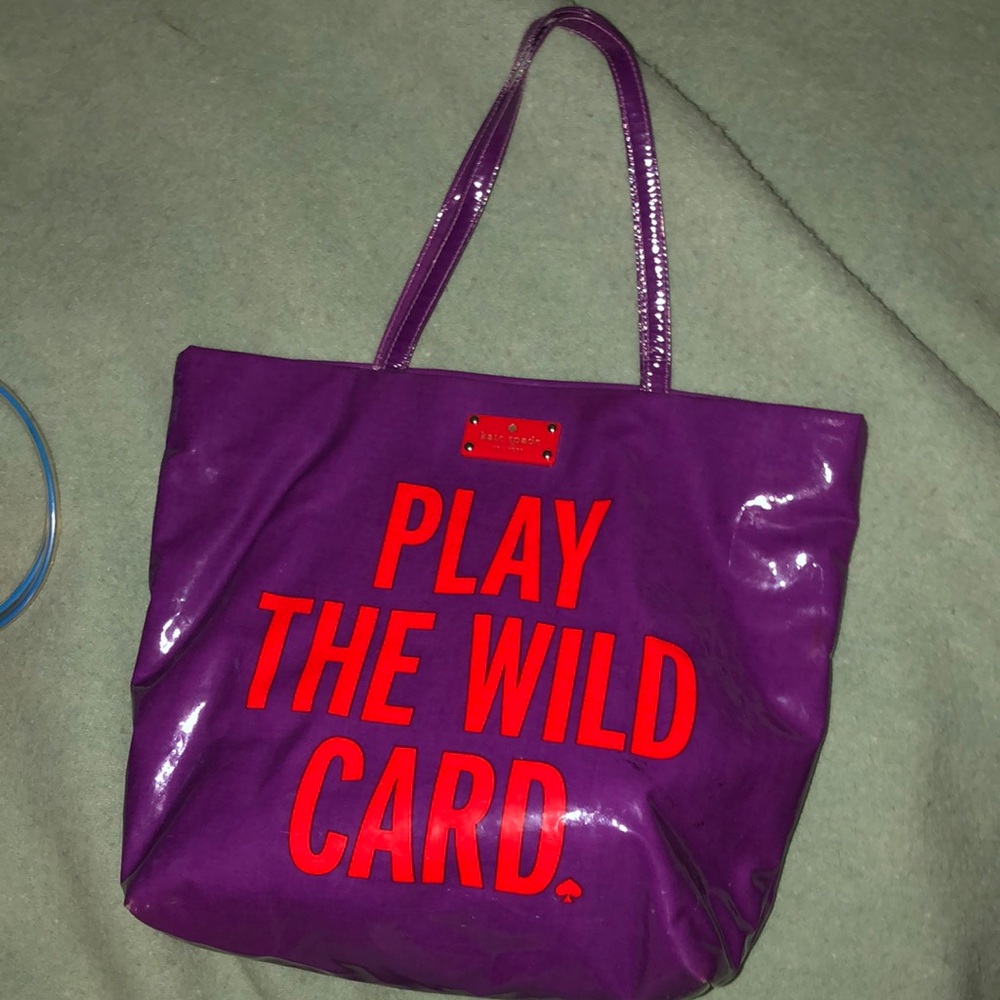 RARE KATE SPADE Daycation PURPLE-PLAY THE WILD CARD  approx 13 x12 x5 inches